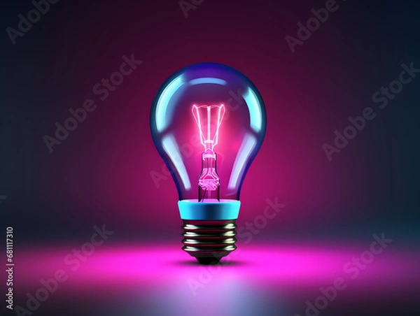 Fototapeta Color edison lamp 3d object in pink and blue colors 