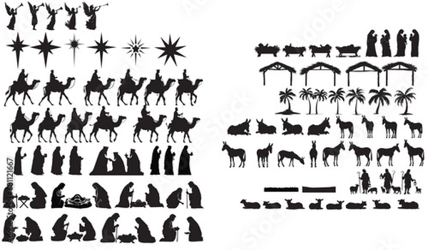 Obraz Historically correct nativity scene silhouettes