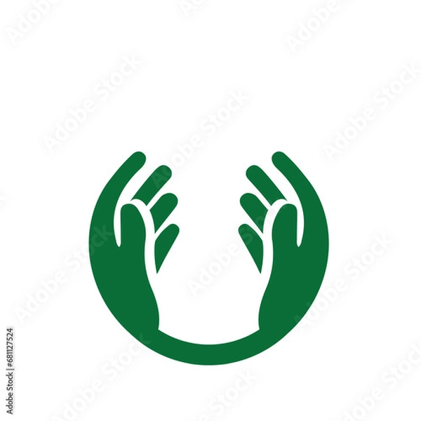 Obraz Two hands holding something circle. vector illustration

