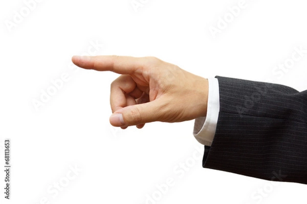 Fototapeta Business man hand pointing or selecting. Ready for sample text