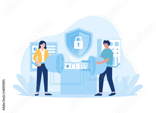 Obraz security guard people concept flat illustration