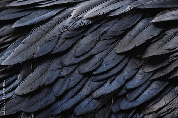 Obraz Beautiful black grey bird feathers pattern texture background.