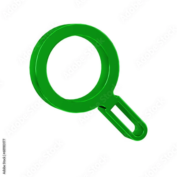 Obraz Green Magnifying glass icon isolated on transparent background. Search, focus, zoom, business symbol.