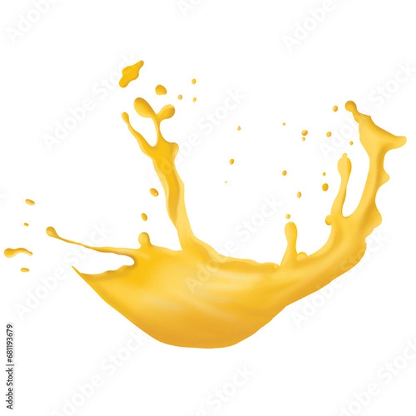 Fototapeta Orange juice crown splash with ripples. On transparent background.