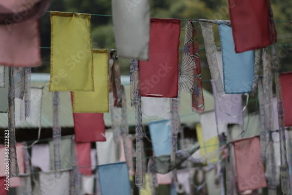 Fototapeta Hanging Fabrics in Various Patterns