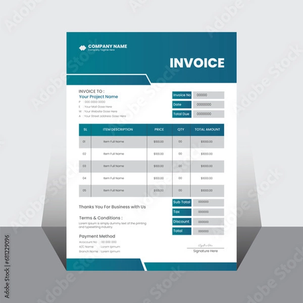 Obraz Minimal professional invoice template