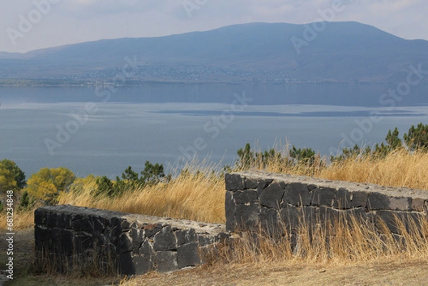 Obraz fence on the Sevan Lake in the mountains