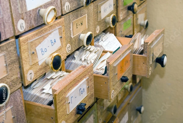 Obraz library card index