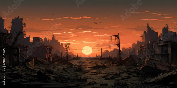 Fototapeta Apocalyptic city background