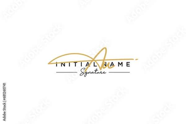 Fototapeta Initial AU signature logo template vector. Hand drawn Calligraphy lettering Vector illustration.