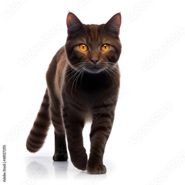 Fototapeta Black Cat Kitten Isolated on White Background - Generative AI