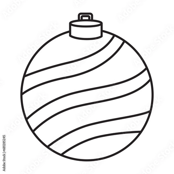 Fototapeta Christmas ball for tree decoration outline with transparent background, suitable for coloring book, sticker and graphic design element
