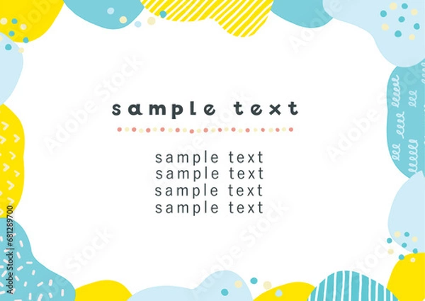 Fototapeta POPでたのしい幾何学模様の水彩フレーム