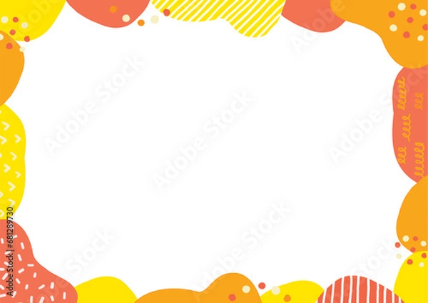 Fototapeta POPでたのしい幾何学模様の水彩フレーム