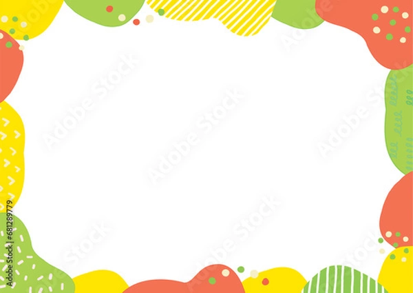 Fototapeta POPでたのしい幾何学模様の水彩フレーム