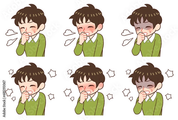 Fototapeta 咳をする子供のイラストセット