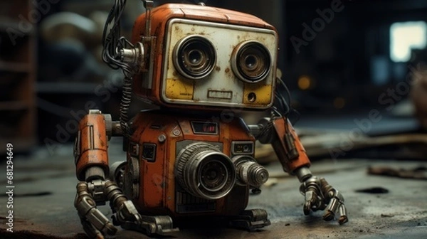 Fototapeta robot child camera background wallpaper AI generated image