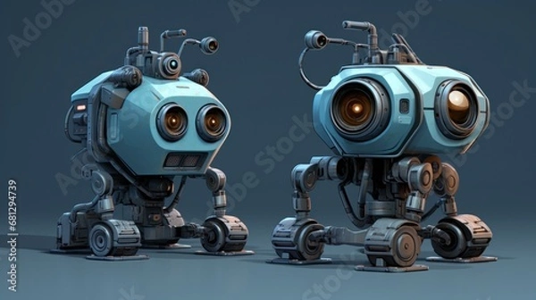 Fototapeta cute robot cctv background wallpaper AI generated image