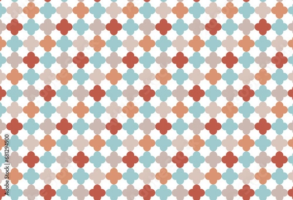 Fototapeta モロッカンな四つ葉のパターン柄の背景イラスト
