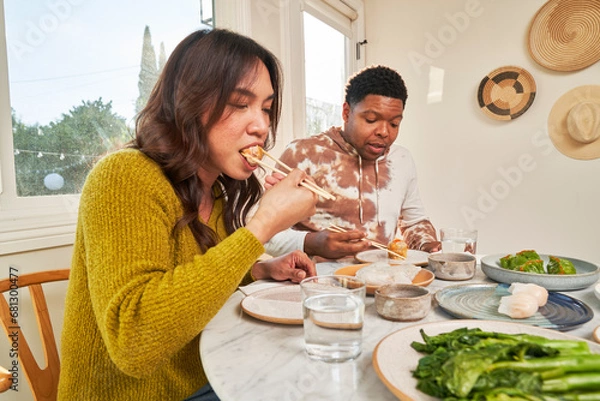 Obraz People eating dim sum