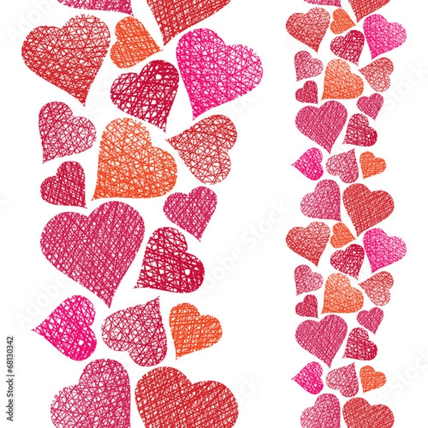 Fototapeta Hearts seamless pattern, vertical composition, Love theme