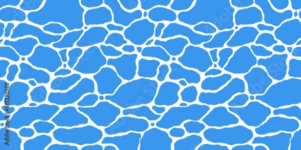 Fototapeta Quiet clear blue water surface seamless pattern illustration. Modern flat cartoon background design of beach or pool with tranquil turquoise ripples. Summer vacation backdrop.	
