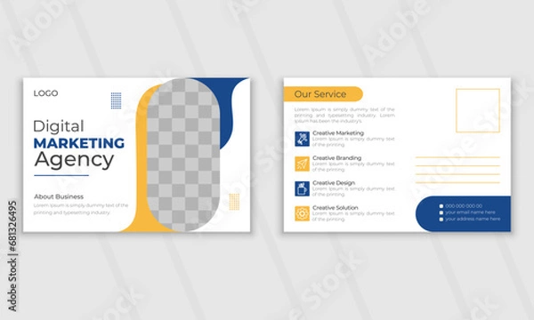 Fototapeta Creative modern corporate business postcard EDDM design template, amazing and modern postcard design.