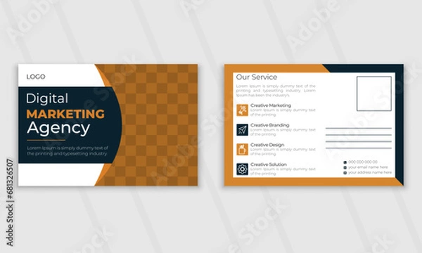 Fototapeta Creative modern corporate business postcard EDDM design template, amazing and modern postcard design.