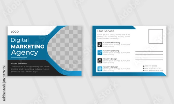 Fototapeta Creative modern corporate business postcard EDDM design template, amazing and modern postcard design.