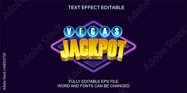 Obraz 3d text effect vegas jackpot vector editable