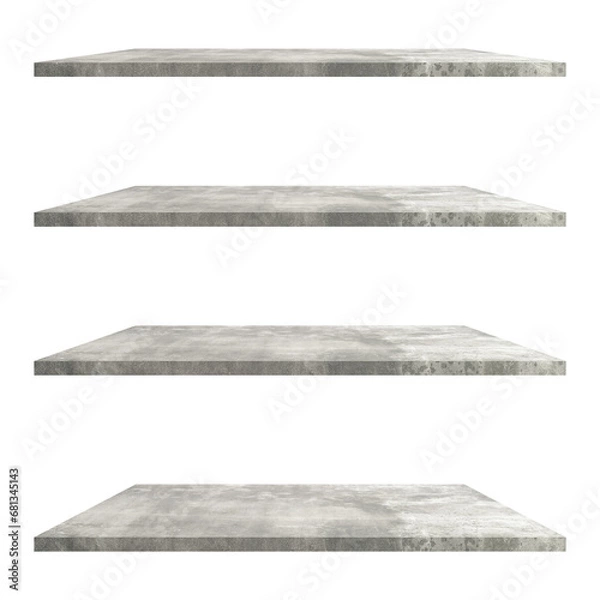 Obraz 4 set cement shelves table isolated on transparent background. Png realistic design element.