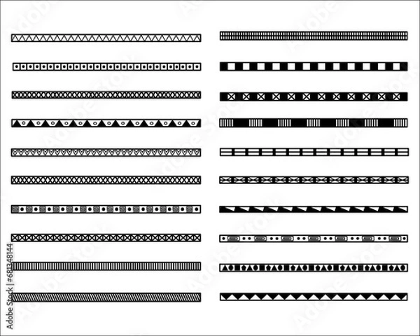 Obraz Collection of hand drawn doodle dividers, borders and abstract line. Line and vines for page decoration and element design. Vector illustration.