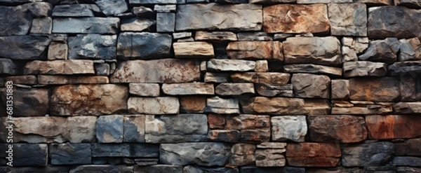 Fototapeta Weathered Rustic Stone Wall with Irregularly Shaped Stones