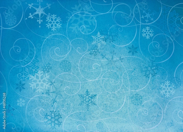 Fototapeta Textured winter snowflake backgroud with swirls.