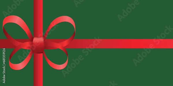 Fototapeta Red ribbons with bow on green background