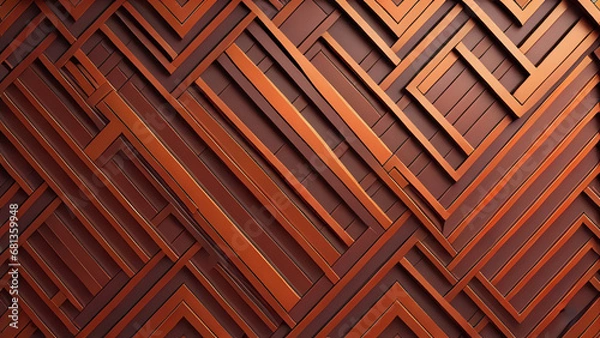 Fototapeta abstract geometric background, abstract simetris paneling pattern 3D paneling decorative ilustration, wood motive, panel wood, wooden, wood panel