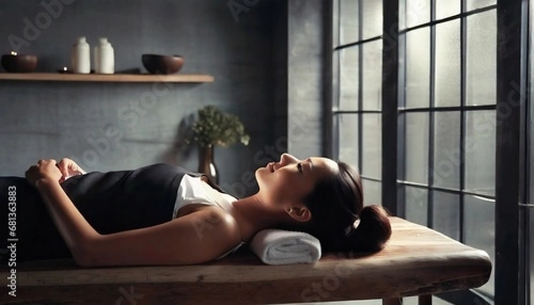 Obraz リラクゼーション　眠っている女性　イラスト