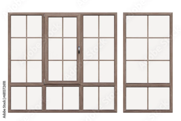 Fototapeta windows in the interior isolated on transparent background, 3D illustration, cg render
