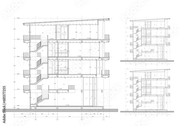 Obraz Write a blueprint architecture for building.