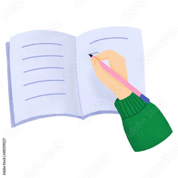 Obraz Writing diary hand drawn clipart