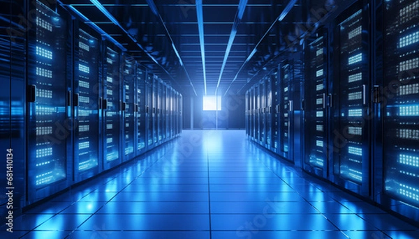 Fototapeta modern server room data center interior