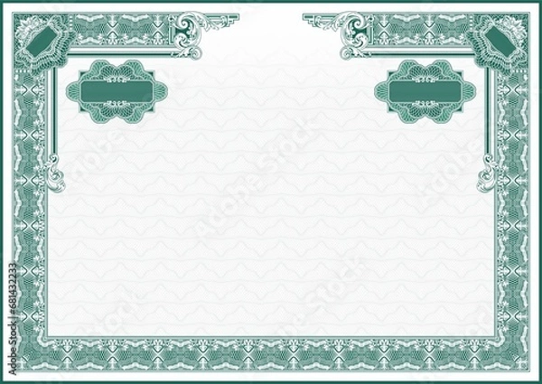 Fototapeta Horizontal form for creating certificates, diplomas, bills and other securities. Classic design in blue and white.