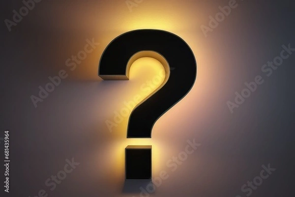 Fototapeta Question mark on a black background. Glowing question mark