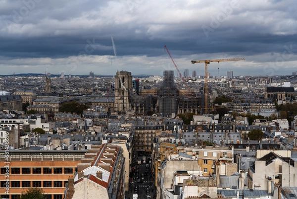 Obraz Paris skyline panorama with the Notre Dame in construction