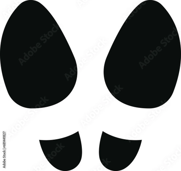Fototapeta Footprints human silhouette, vector. Shoe soles print. Foot print tread, boots, sneakers. Impression icon barefoot. Different human footprints icon. Vector,
