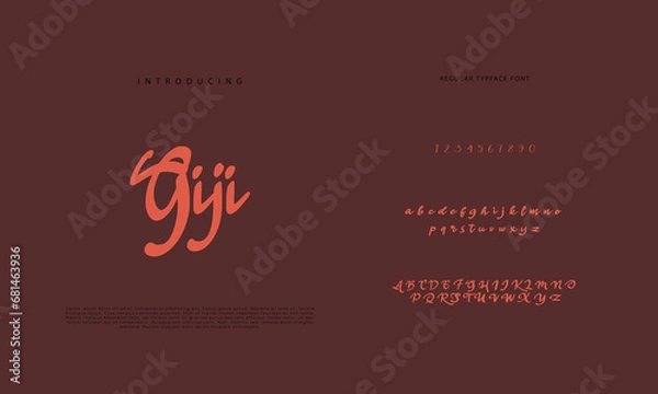 Fototapeta Handwritten Script font. Hand drawn brush style modern calligraphy cursive typeface. Hand Lettering and Custom Typography alphabet for Designs: Logo, Greeting Cards, Poster. Vector Brush type set.
