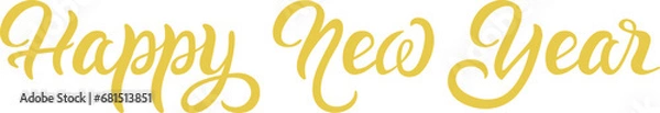 Fototapeta Happy New Year - beautiful golden letters for signing a holiday card. Handmade lettering in trendy style for flyer template.
