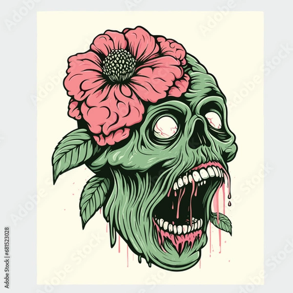 Fototapeta a zombie with brain flowers