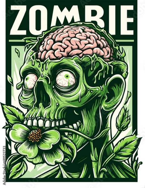 Fototapeta a zombie with brain flowers