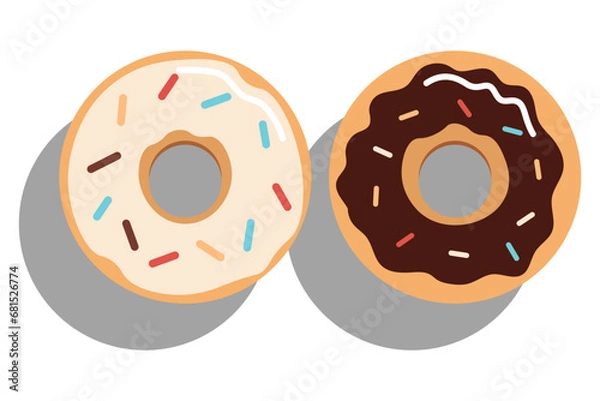 Fototapeta delicious doughnut donut with pink chocolate sprinkle topping design concept flat vector
